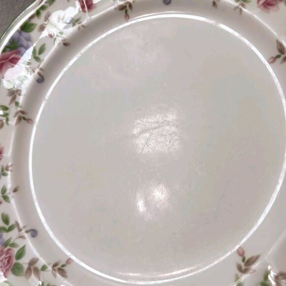 Epoch MORNING ROSE Dinner Plate Floral Roses Green trim Replacement Grannycore - Picture 7 of 16